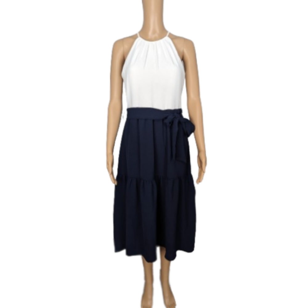 DKNY Halter Sleeveless Tie Waist Tiered Dress 2